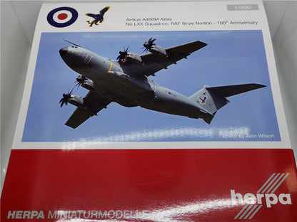 1:200 Herpa A400M Atlas No LXX Squadron RAF Brize Norton Aircraft Diecast Model
