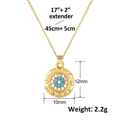 Turkish Blue Evil Eye Pendant Copper Zircon Charm Plated Eco Friendly DIY