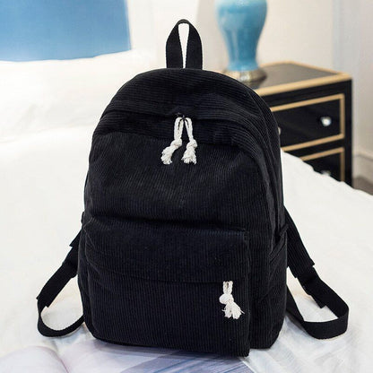 Soft Fabric Backpack Corduroy School Striped Traveling Velvet Bags 40*28*12 CM