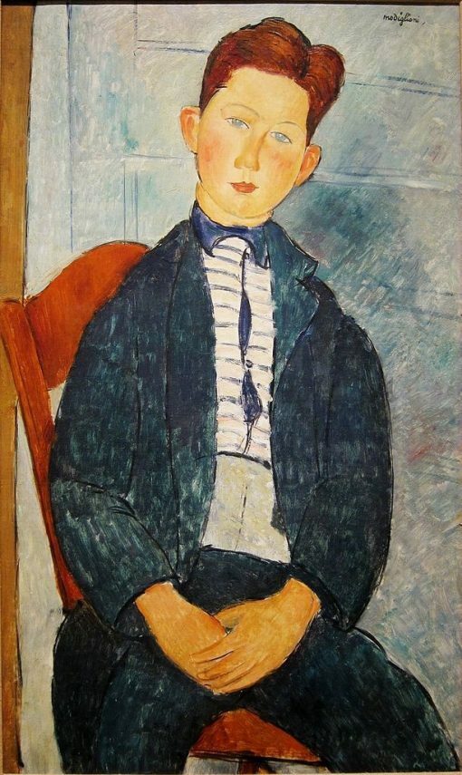 Dream-art Oil painting abstract figure Boy-in-Striped-Sweater-Amedeo-Modigliani