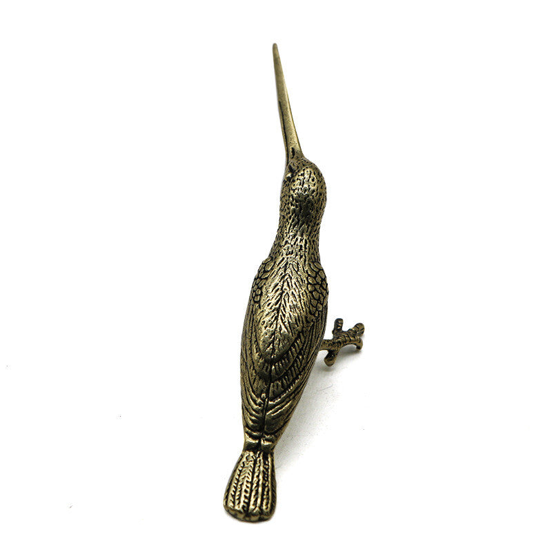Solid Brass Birds Figurines Antique Statue Hummingbird Tea Knife Home Decor A+