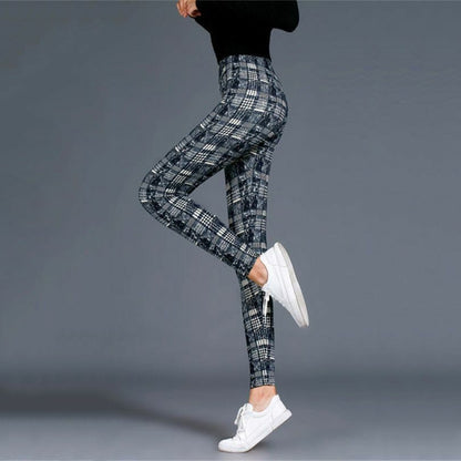 Plaid Leggings Women Sexy Pants Push Up Fitness Gym Sports Plus Size High Waist