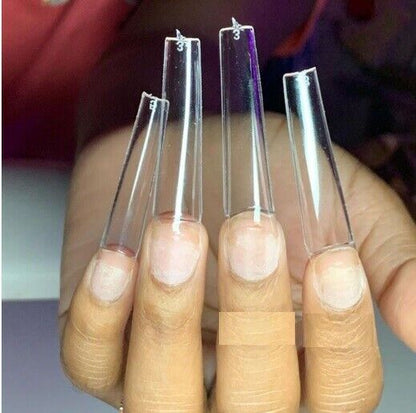 False Nails Tips Plastic Stiletto Straight Half Covers Acrylic Extensions 500Pcs