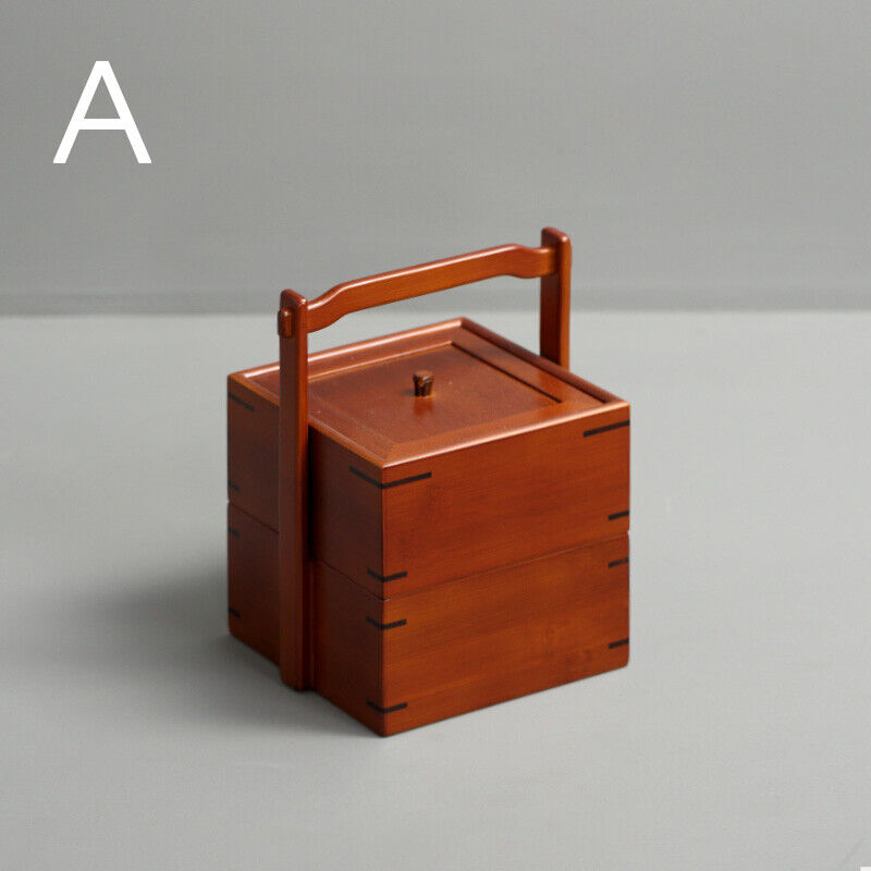 Portable Teacup Teapot Fruit Food Bamboo Storage Box Retro Basket Picnic Box