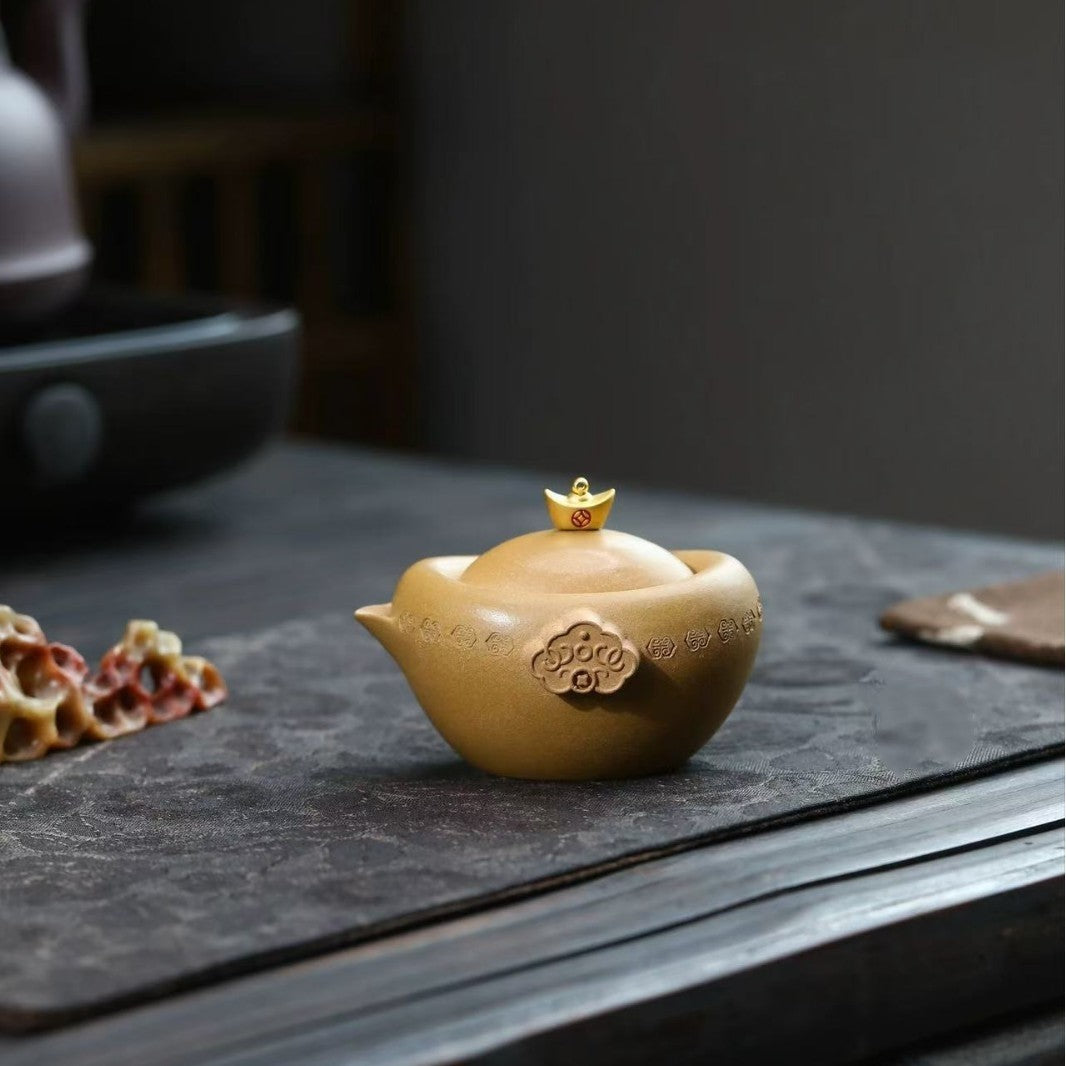 Real Yixing Zisha Duan Clay Tea Pot Single Hole Yuanbao Design Master Pot 100ml