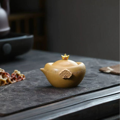 Real Yixing Zisha Duan Clay Tea Pot Single Hole Yuanbao Design Master Pot 100ml