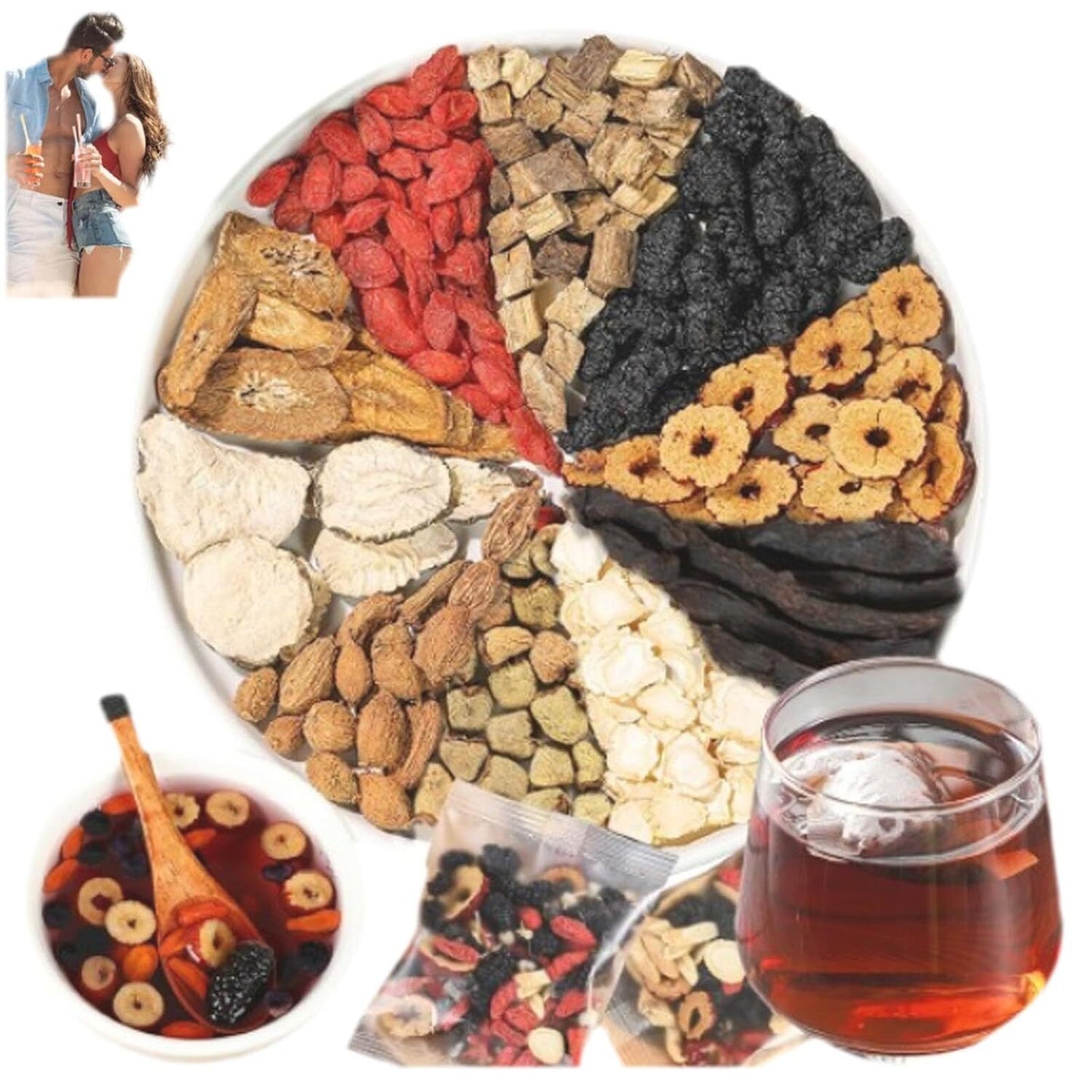 Ginseng Six Treasure Tea, Kidney Support Formula, Chinese Herbal Tea - 30 Bags