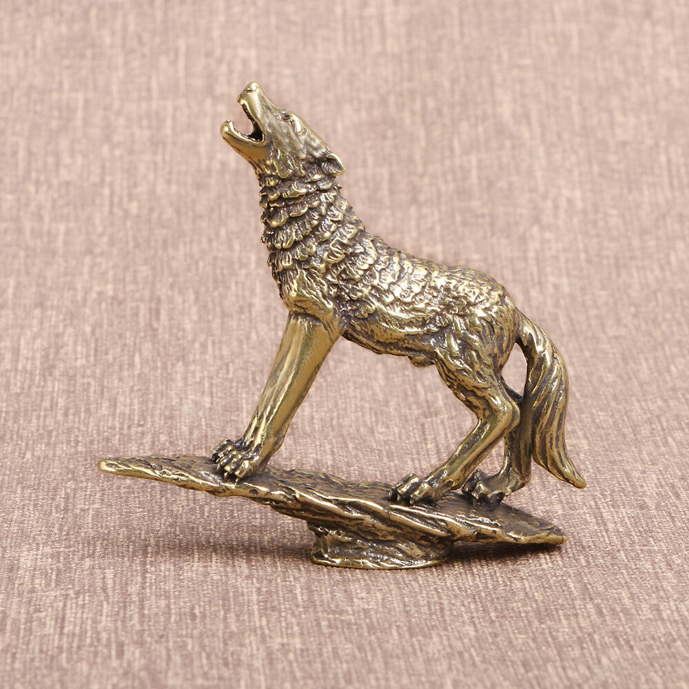 Collection Solid Brass Wolf Figurine Statue Home Ornaments Animal Figurines Gift