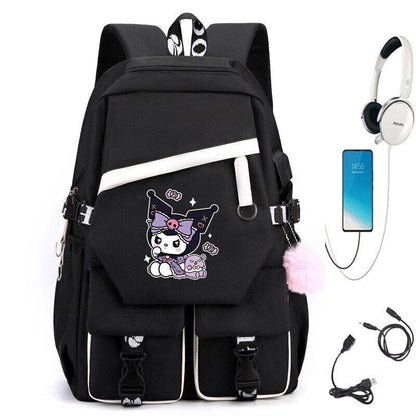 Kuromi Fashion Backpack Shoulder Bags School Students Bags Cinnamoroll Backpacks