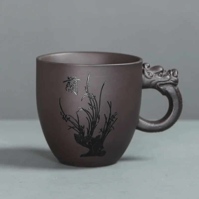 Tradition Purple Clay Teacup with Handle Tea Cup Customized Household Tea Sets