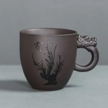 Tradition Purple Clay Teacup with Handle Tea Cup Customized Household Tea Sets
