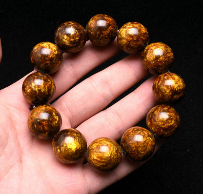 Genuine Golden Black Coral Sea Willow Bracelet Beads 12 mm