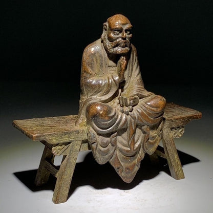 Exquisite Chinese Pure Red Copper Buddhist Bench Buddha Statue Decoration