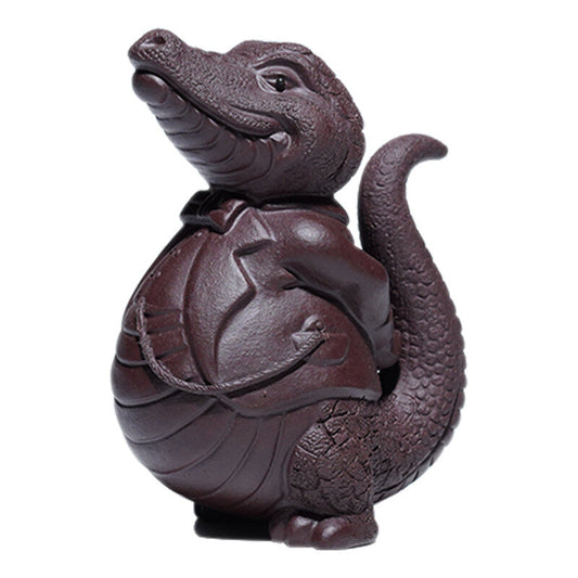 Handmade Artware Alligator Gentleman Statue Yixing Zisha Purple Clay Tea Pet New