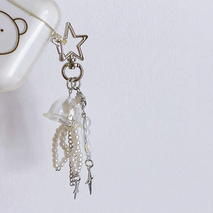 Cute Jellyfish Tassel Keychain Sweet Fairy Keyring Girls Lovely Bag Pendant