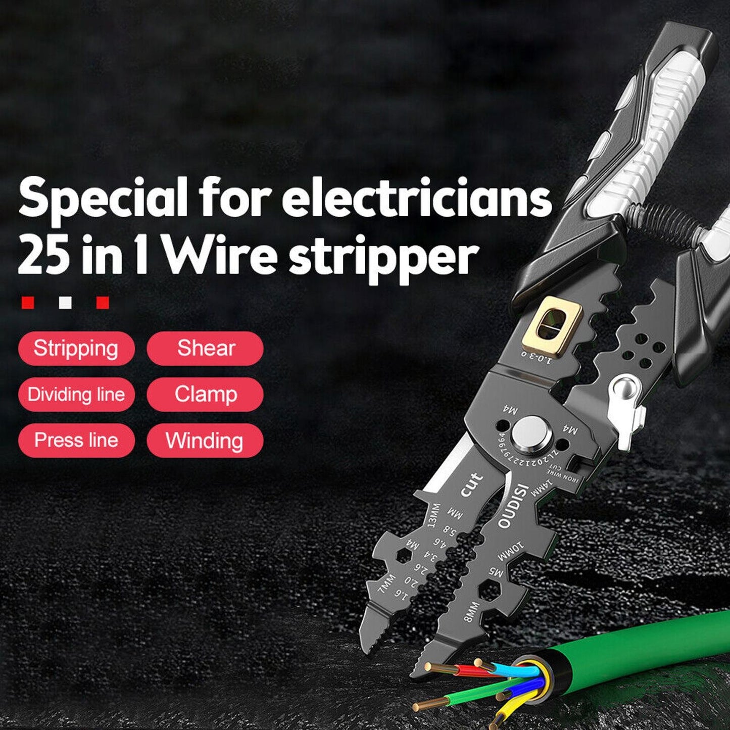 25 In 1 Wire Strippers Needle Nose Pliers Crimping Pliers Multifunctional Tool a