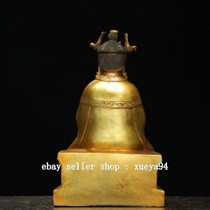 9.4'' Chinese Taoism Copper Gilt Queen Mother of The West Goddess Phoenix Statue