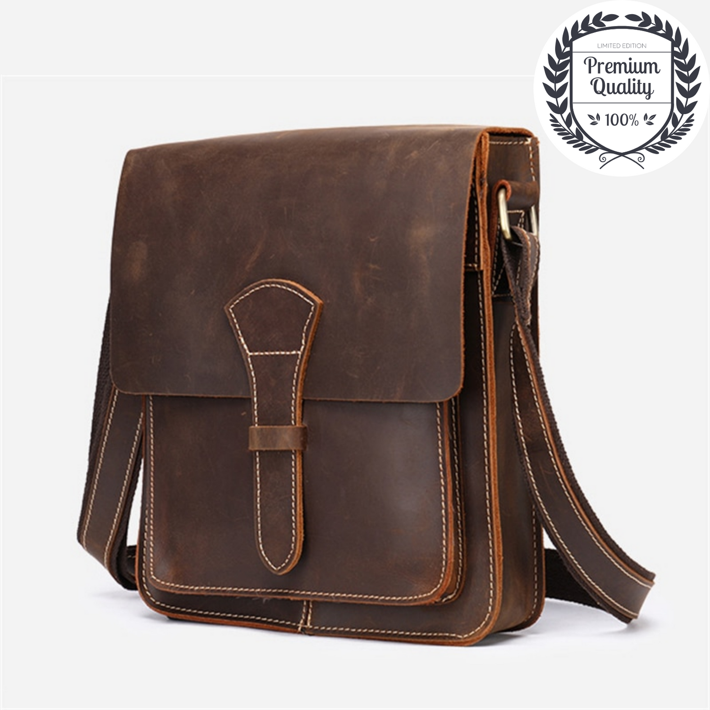 GENUINE LEATHER Luxury Men Bag Vintage Messenger Crossbody Shoulder Satchel Pack