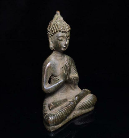 Buddha Statue Exorcism Peace Wealth Beautiful Old Tibet Tibetan Bronze Buddhism