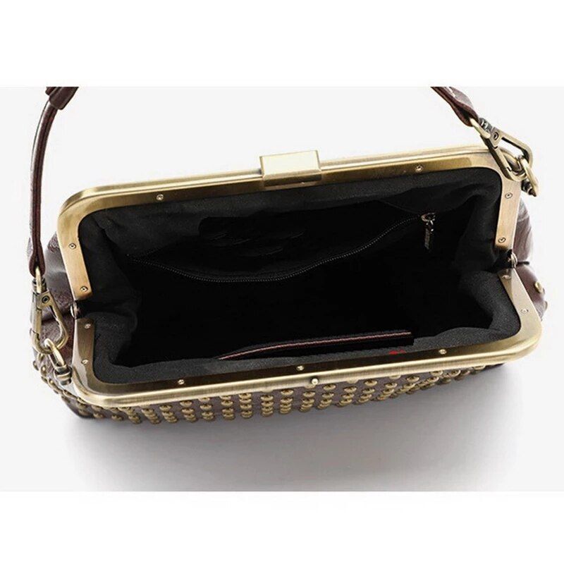 Vintage Rivet Handbag Crossbody Purse Synthetic Leather Shoulder Bag 24*10*18 CM
