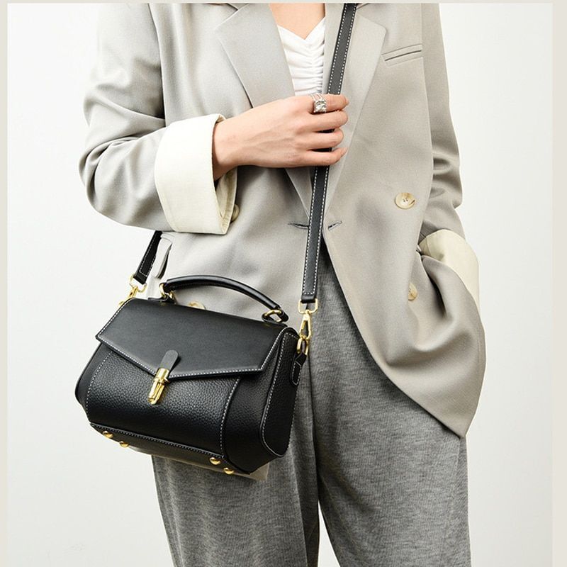 Messenger Handbag Genuine Leather Shell Vintage Purses Shoulder Bags 24*15*6 CM