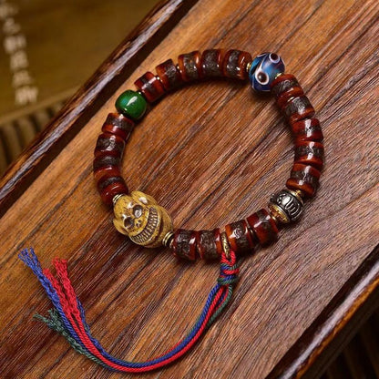 10*8mm Tibetan Barrel Bead Bracelet Single Circle Buddhist Beads Glass Accessory