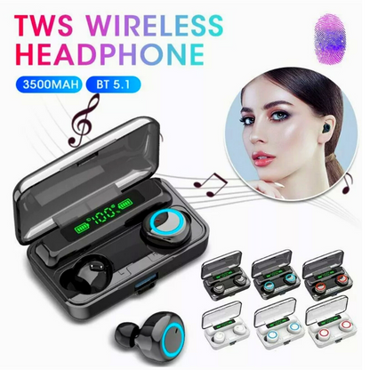 True Wireless Earbuds Bluetooth 5.1 Waterproof Headphones With Charging Case