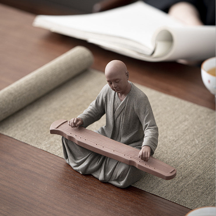 Handmade Tea Pet Home Ornaments Monk Statue Safety Good Luck Tea Tray Decoration