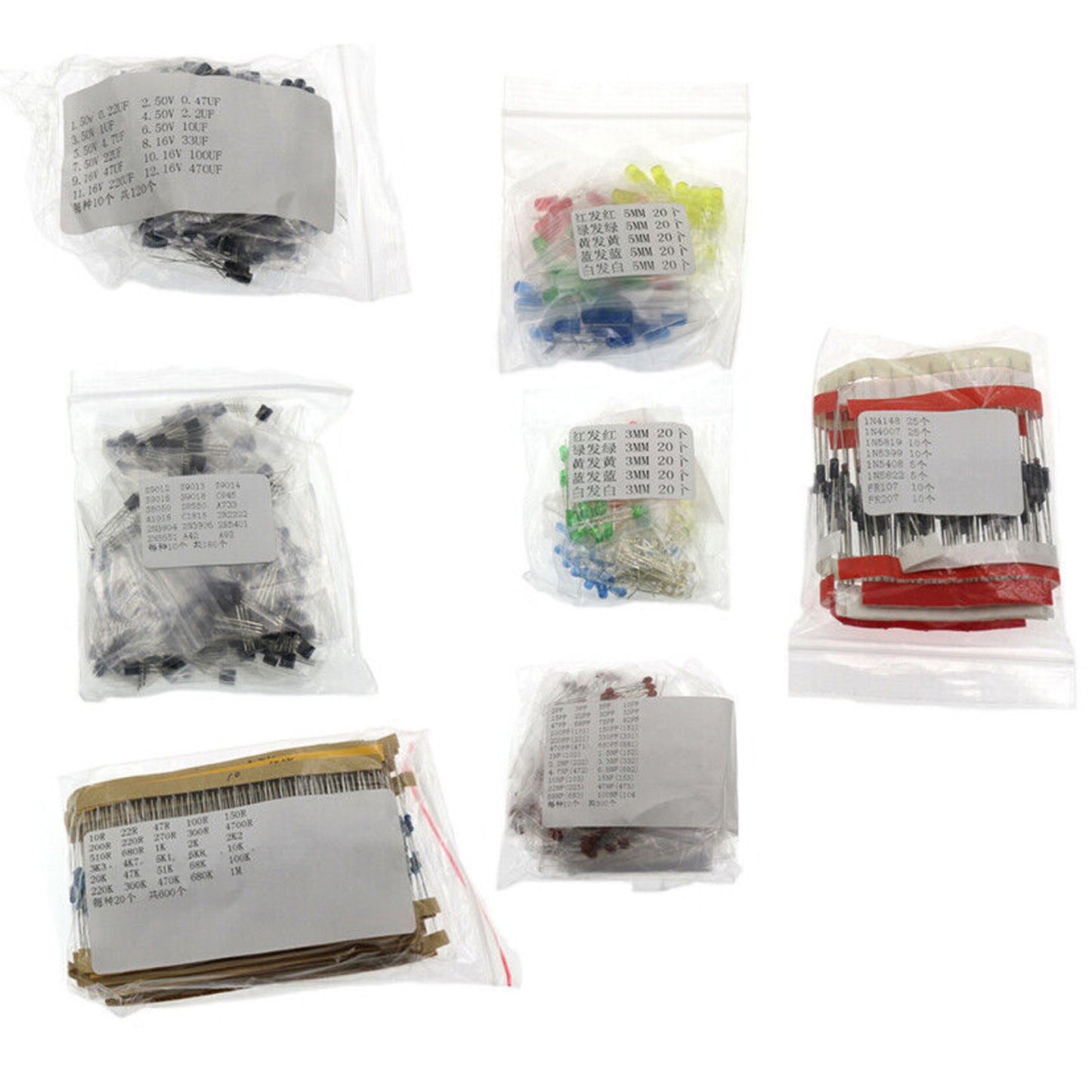 Electronic Component Transistor Capacitor Diode LED Metal Film Resistor Kit