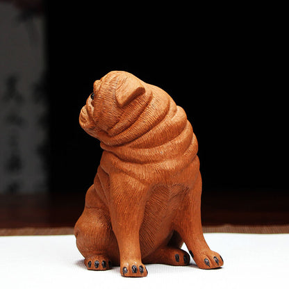 Yixing Zisha Pottery Handmade Tea Pet Dog Statue Home Garden Decoration Statue