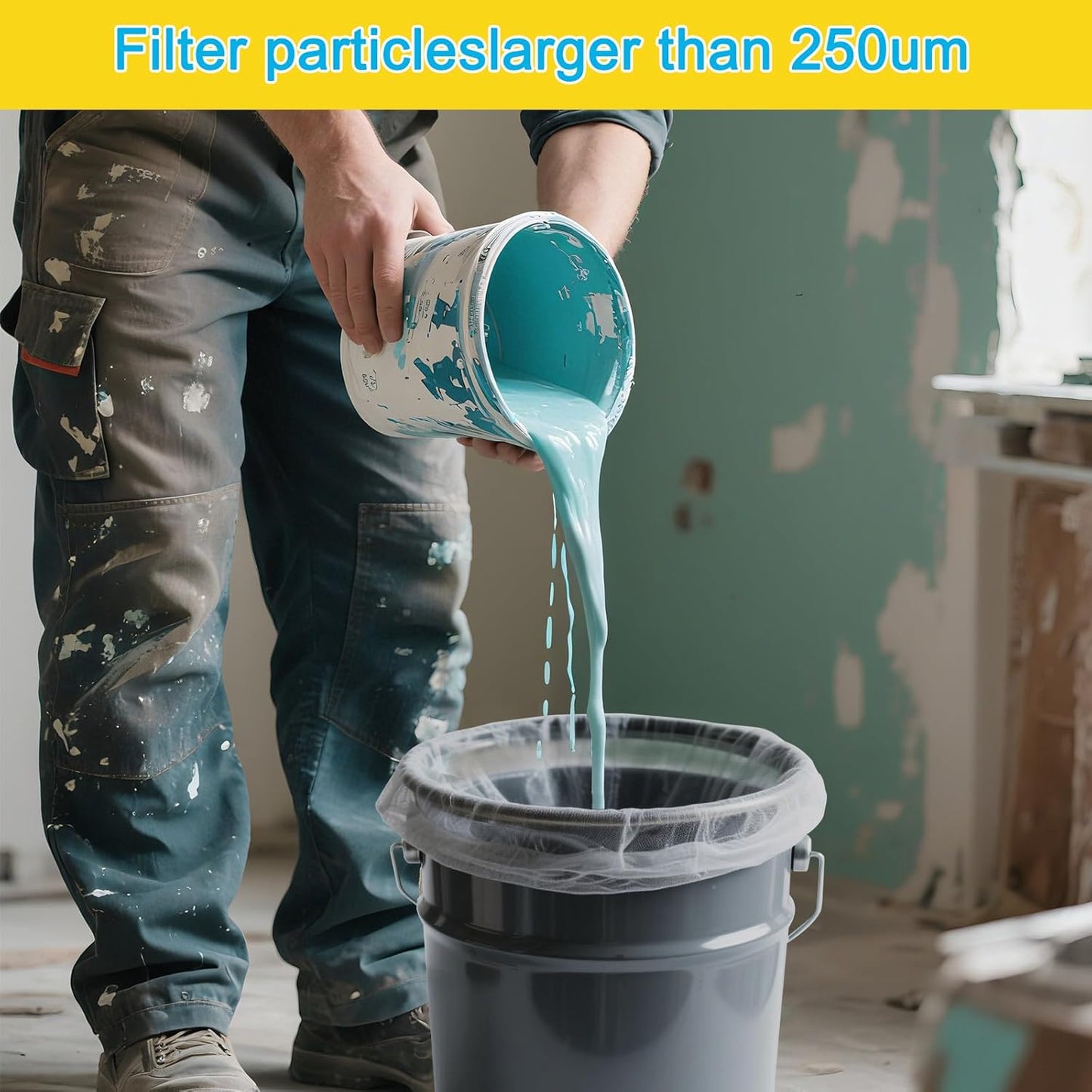 10 PCS Paint Filter Bags, 5 Gallon White Fine Mesh Strainer Bags, Elastic Top Op