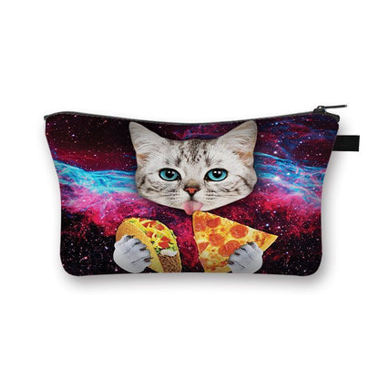 Cute Cat Print Cosmetic Traveling Makeup Bags Cosmetic Storage Purses 5*20*10 CM