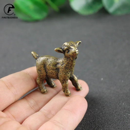 Copper Lamb Statue Decoration Solid Brass Sheep Ornament Vintage Tea Pet