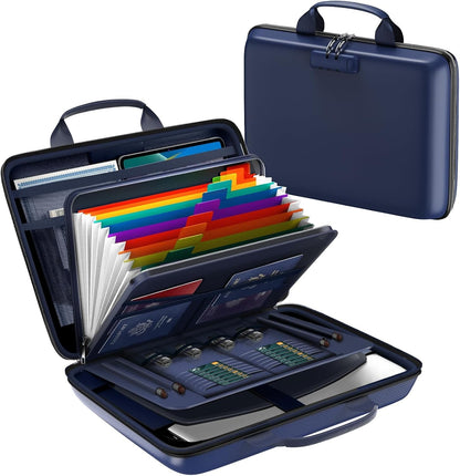 Fireproof Document Box Hard Case Fireproof File Organizer with Lock 13 Pocket