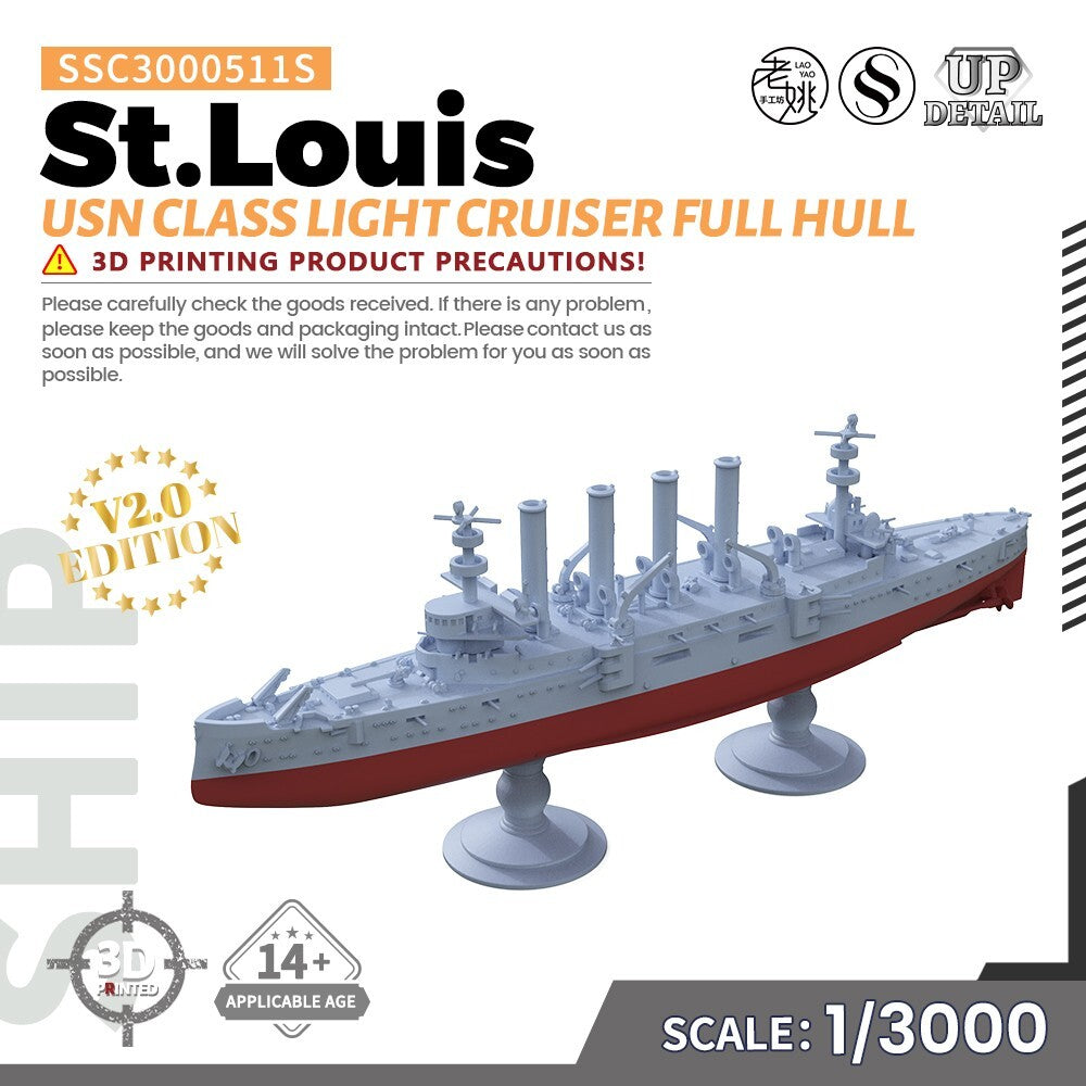 SSC3000511S 1/3000 Military Model Kit USN St.Louis Class Light Cruiser Full Hull