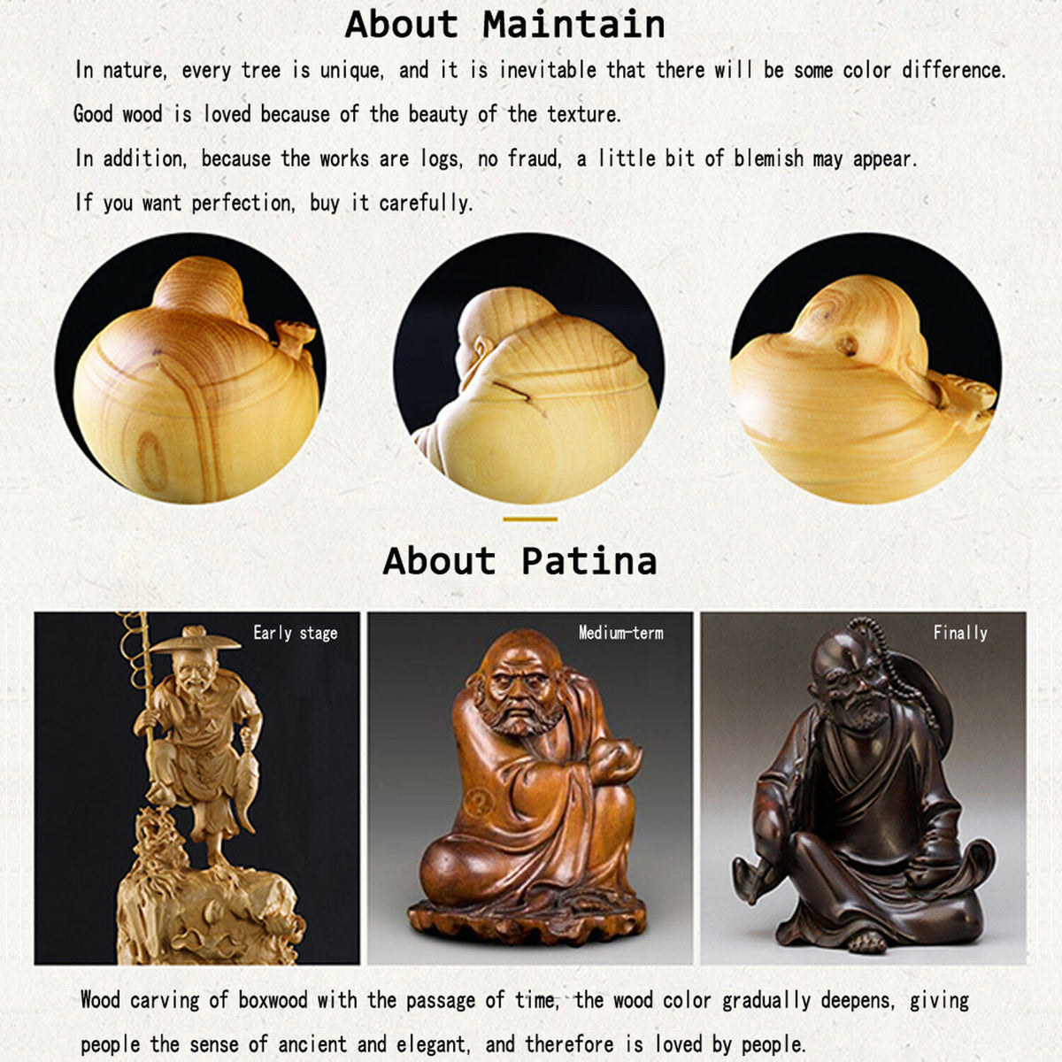 Carved Boxwood Wood Buddhist Buddha Statue Buddhism kwanyin Sculpture Collection