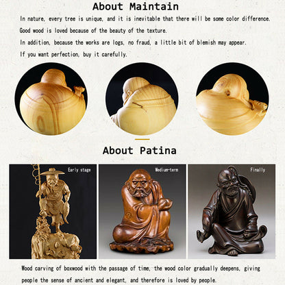 Carved Boxwood Wood Buddhist Buddha Statue Buddhism kwanyin Sculpture Collection