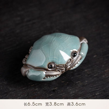 Ceramic Crab Tea Pet 6.5×3.8×3.6cm Handmade Tea Table Decor Ornament