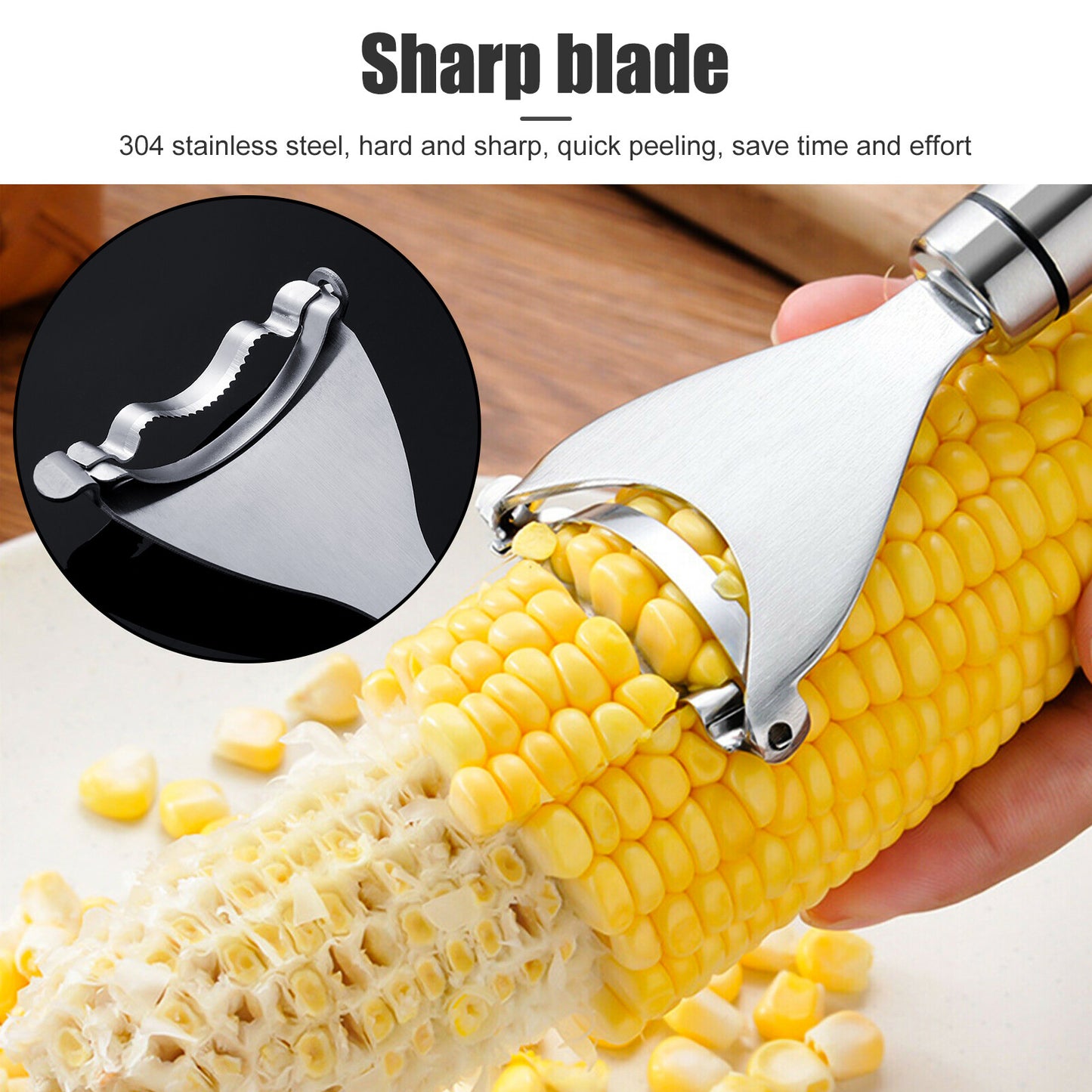 2x Corn Cob Peeler Stainless Steel Thresher Stripper Remover Kitchen Cutter Tool