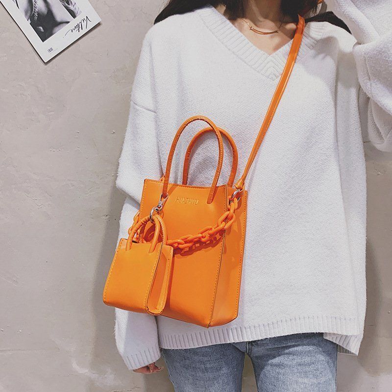 TPU Leather Shoulder Bag Crossbody 2 Pcs Set Handbag Clutches Tote Bag 17*22*6CM
