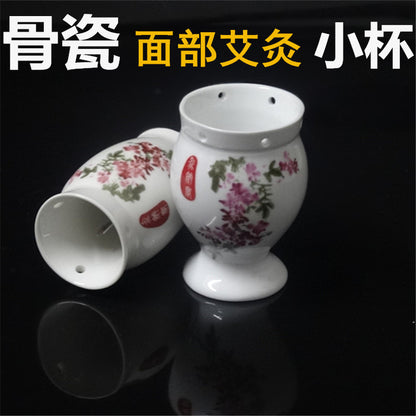 1pc Face Ceramic Moxibustion Cup Gua Sha Pot Warming Moxa Eye Wormwood Tool 艾灸艾条