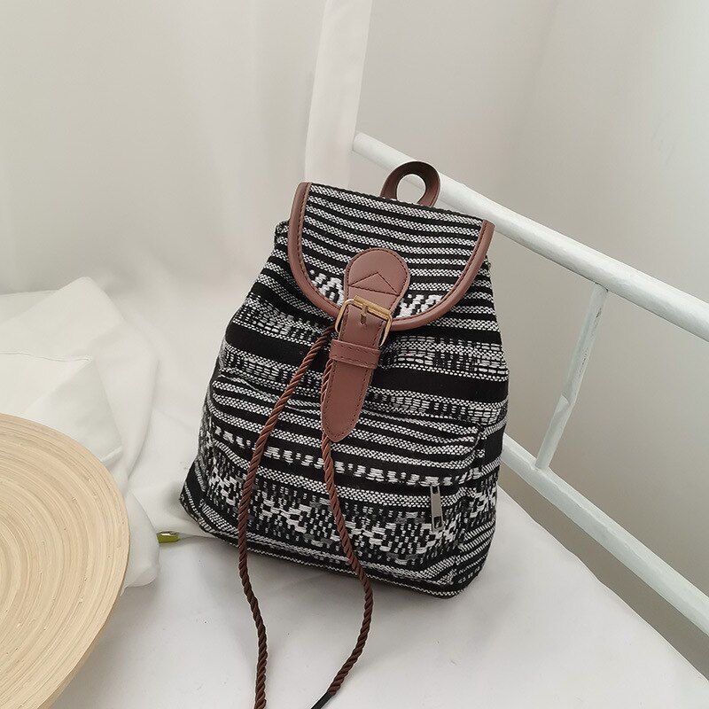 Vintage Canvas Backpack School Travel Rucksack Double Shoulder Bags 24*23*10 CM