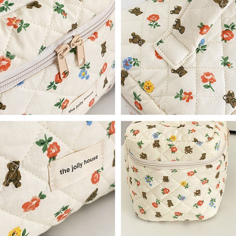 Makeup Bag Zipper Cosmetic Organizer Large Cloth Box Make Up Purse Toiletry Case