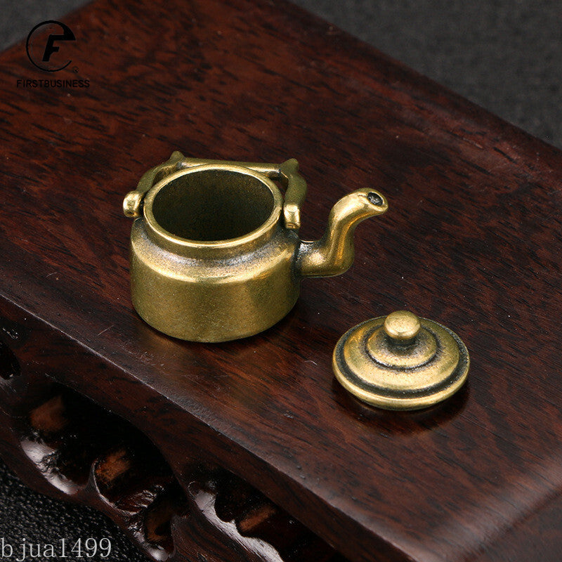 Antique Copper Mini Fingertip Kettle Teapot Pocket Incense Burner Retro Brass