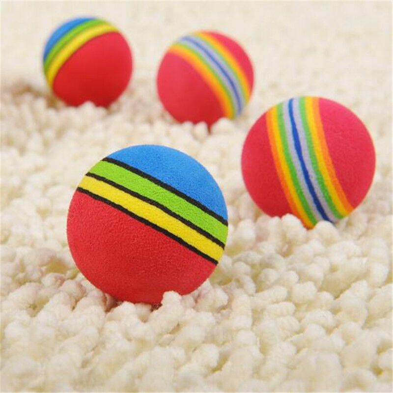 Rainbow Ball Pet Dog Cat Puppy Chew Toys Durable Bite Balls Interactive Training