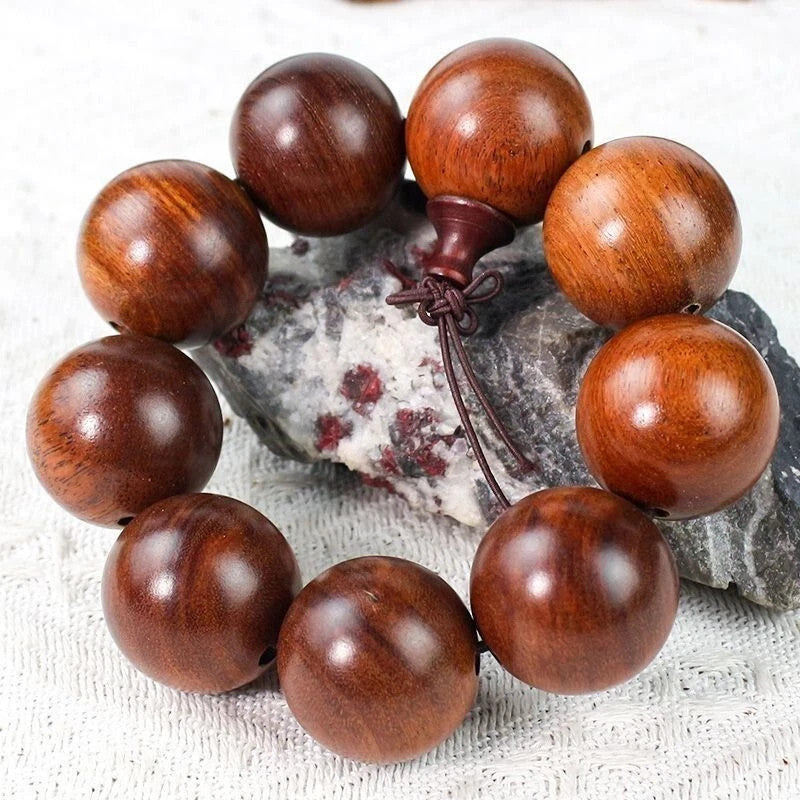 30mm*9 Prayer Big Beads Natural Wood Buddha Lucky Bracelet Blessing Jewelry Gift