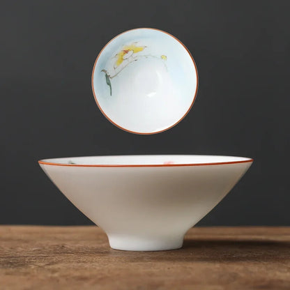 1Pc Chinese Ceramic Teacup Hand Painted Flowers and Birds Cup Porcelain Tea Set