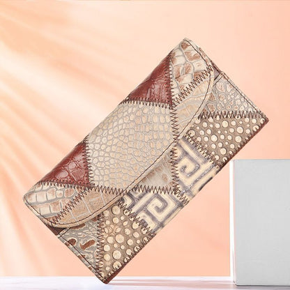 Genuine Leather Wallet Coins Purse Slim Clutch Bags Long Wallet Patchwork 1 PC