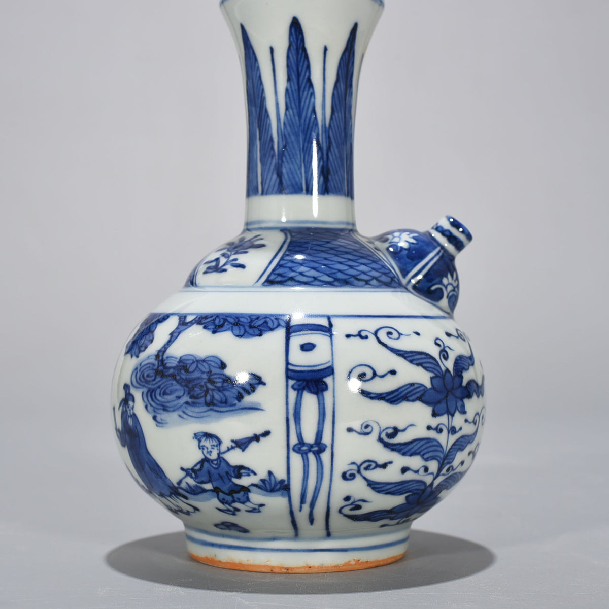 8.3" China Antique ming dynasty Porcelain wanli mark Blue white character Teapot