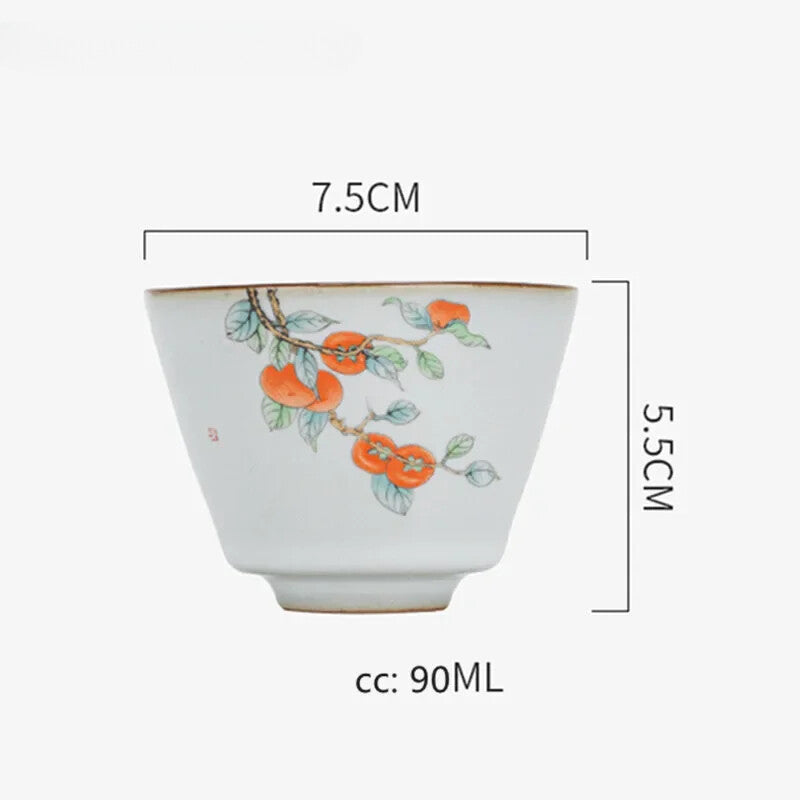 Ru Kiln Teacup Persimmon Ceramic Tea Cup Personal Single Cup Boutique Tea Set